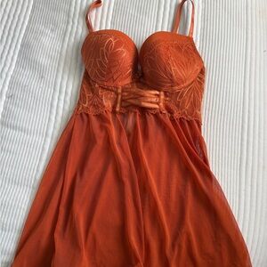 Daisy Fuentes Vibrant Orange Lace Lingerie